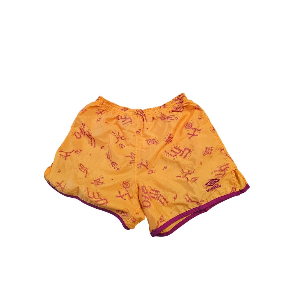 Vintage Umbro Shorts Mens Large Orange Purple Abstract Print Made in USA 90s